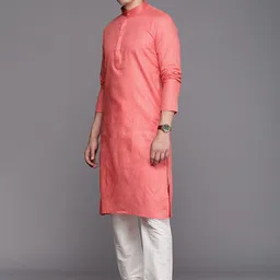 Manyavar Men Coral Kurta with Churidar image 2