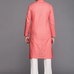 Manyavar Men Coral Kurta with Churidar image 4