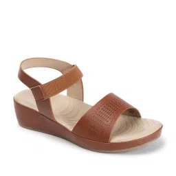 Carlton London Women's Brown Ankle Strap Wedges image 2