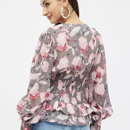 Kibo Grey Georgette Print Tops image 2