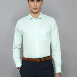 Louis Philippe Gods & Kings Green Cotton Regular Fit Striped Shirts image 1