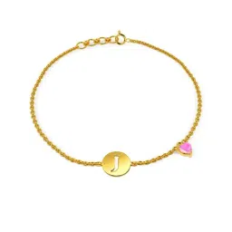Kisna Diamond & Gold Jewellery 14k Initial J Pure Gold Bracelet for Women-picture-159