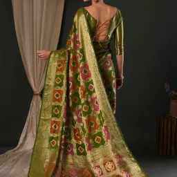 Saree Mall Green Woven Saree With Unstitched Blouse image 2