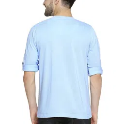 Basics Placed Blue Cotton Muscle Fit Henley T-Shirt image 2