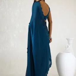 Soch Blue Embellished Saree With Unstitched Blouse image 2