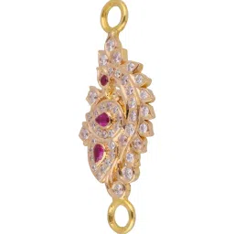 C. Krishniah Chetty Group Elegant Red Stones and White Cubic Zirconia Gold Mugappu image 2