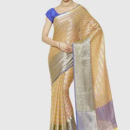 Banarasi Silk Works Beige Woven Saree With Unstitched Blouse image 1