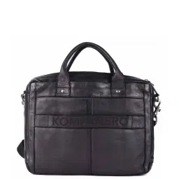 KOMPANERO Aaron Black Leather Solid Messenger Bag image 2