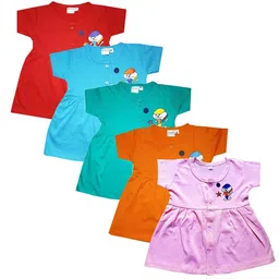 KIDEEZGUILD Girls Pack Of 5 Printed A-Line Dress image 5