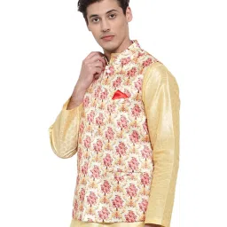 Neudis Beige Regular Fit Printed Bundi Jacket image 3