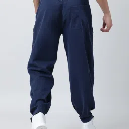 Bene Kleed Blue Cotton Loose fit Solid Jogger with Belt image 2