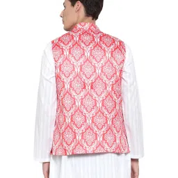 Neudis Red Regular Fit Printed Bundi Jacket image 2