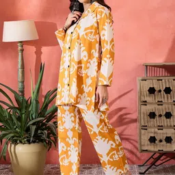 InWeave Ikkat Printed Pure Cotton Tunic With Palazzo Co-Ords image 3