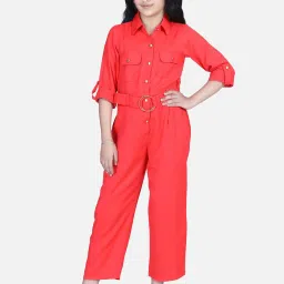 Lilpicks Kids Red Regular Fit Jumpsuit image 1