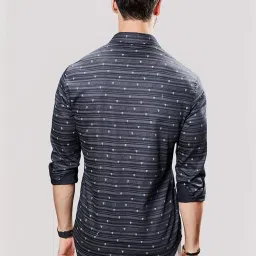 Almaty Blue Cotton Slim Fit Printed Shirt image 2