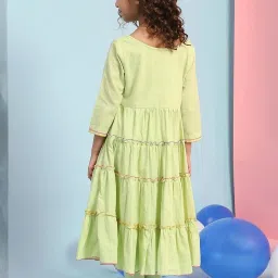 Biba Kids Pastel Green Embroidered Regular Fit Suit Set with Dupatta image 2