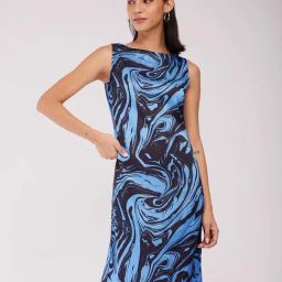 Fablestreet Blue & Black Printed Shift Dress-picture-37