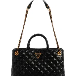 Guess Women Black Self-Design Satchel Bag-image-80
