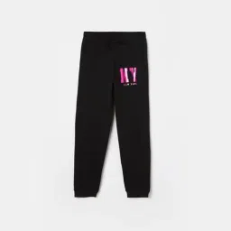 Fame Forever by Lifestyle Girls Black Cotton Print Track Pants-picture-32
