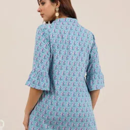 Libas Blue Cotton Ethnic Motifs Kurti image 2