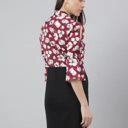 Latin Quarters Maroon & Black Printed Shift Dress image 2