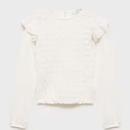 Mango Kids Girls Puff Sleeves Smocked Top With Ruffled Detail-picture-35