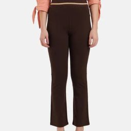 Kazo Brown Straight Fit High Rise Trousers-picture-39