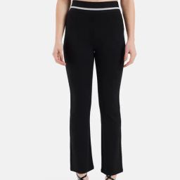 Kazo Black Straight Fit High Rise Trousers-picture-34