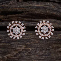 Kushal's Fashion Jewellery White Rose Gold Tone Plated Earrings for Women-picture-24