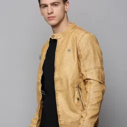 showoffff SHOW OFF Tan Regular Fit Jacket image 3