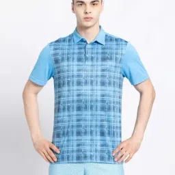 adidas Blue Regular Fit Printed Golf Polo T-Shirt-image-33