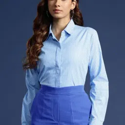 Hancock Blue Cotton Striped Shirt-image-41