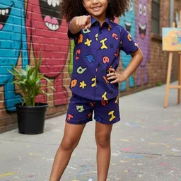 Nakshatra Unisex Kids Printed Shirt with Shorts-picture-31