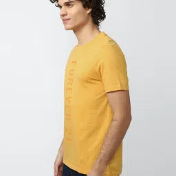 Forever 21 Yellow Cotton Regular Fit Printed T-Shirt image 3