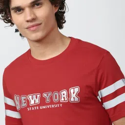 Forever 21 Red Cotton Regular Fit Printed T-Shirt image 4