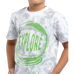 Under Fourteen Only Boys Grey & Green Printed T-Shirt image 5