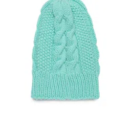 Magic Needles Unisex Turquoise Blue Self Design Beanie image 2