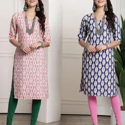 Ethnic basket Women Pack Of 2 Multicoloured Crepe Kurtas-picture-16