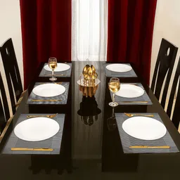 Kuber Industries Silver-Toned 6 Pieces Chatai-Designed Heat Resistant Table Placemats image 4