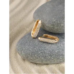Zaveri Pearls Gold Tone Dazzling Austrian Diamonds Contemporary Hoop Earrings-ZPFK17218-picture-11