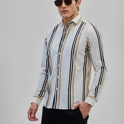 Snitch Men Smart Slim Fit Striped Casual Shirt-image-58