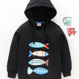 kookie kids Kookie Kid's Terry Full Sleeves Sweatshirt & Jackets with Graphics & Hood Detailing- Black-picture-40