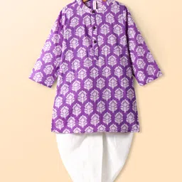 babyhug BabyhugCotton Woven Full Sleeves Floral PrintedKurta & Dhoti Set - Purple-picture-16