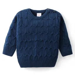 Babyhug Knitted Full Sleeves Designed Pullover Sweater - Navy Blue-picture-26