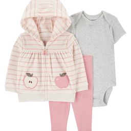 Carter's Knit Onesie With Full Sleeves Hooded Sweatjacket & Lounge Pant - Cream-picture-13