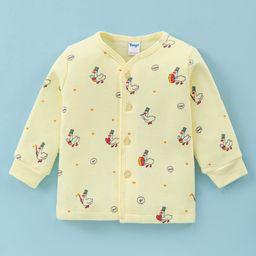 TANGO Fleece Full Sleeves Duck Printed Front Open  Vest - Lemon-picture-0