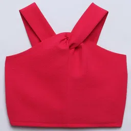 Taffykids Sleeveless Solid Crop Top - Coral-image-53