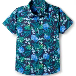 Pine Kids Viscose Woven Half Sleeves Shirt With Floral Print - Blue-picture-39