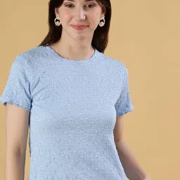 V-Mart Textured Cotton Round Neck Boxy T-shirt-image-45