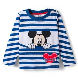 Babyhug Disney Single Jersey Knit Full Sleeves Night Suit With Mickey Mouse Graphics - Navy Blue image 2